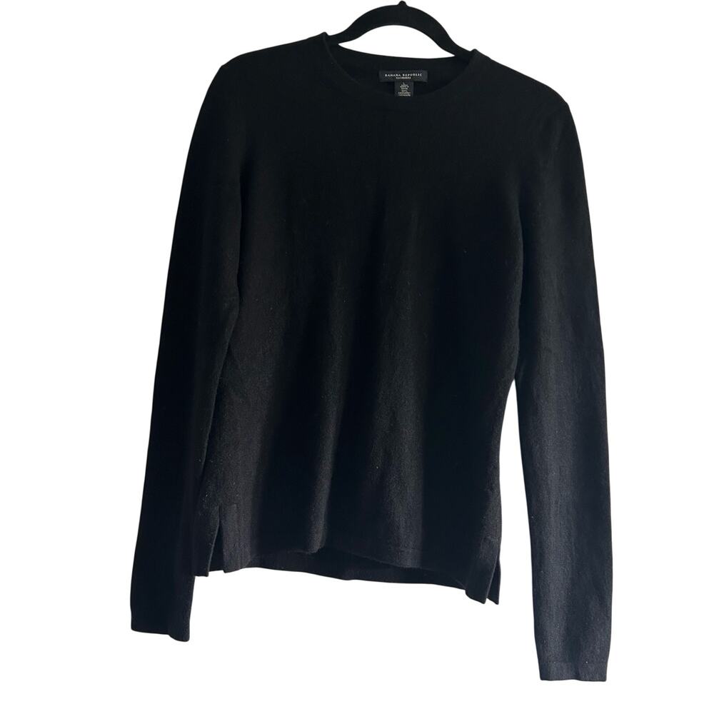 Banana Republic Women’s L 100% Cashmere Crewneck Sweater Black Runs Small